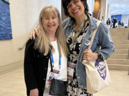 Susan Nation from Hop To It Productions and Camila from Team Toon at Kidscreen Summit 2024