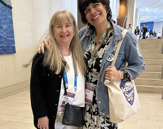 Susan Nation from Hop To It Productions and Camila from Team Toon at Kidscreen Summit 2024