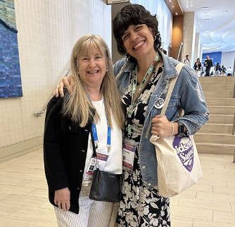 Susan Nation from Hop To It Productions and Camila from Team Toon at Kidscreen Summit 2024